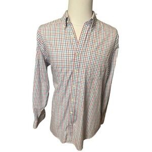 Peter Millar Nanoluxe Easycare 100% Cotton Button Down Shirt Blue White Red XL